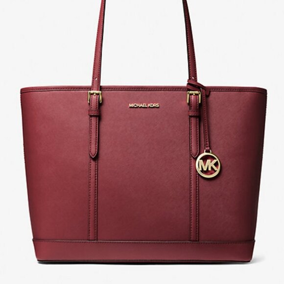 Michael Kors Large Jet Set Burgundy Safianno Leather with Gold Hardware - Picture 2 of 10